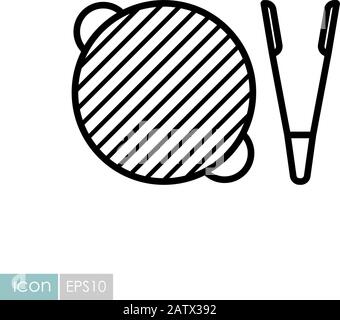 Barbecue avec icône de vecteur de pinces. Symbole graphique pour la conception de site Web de cuisson, logo, application, interface utilisateur Illustration de Vecteur
