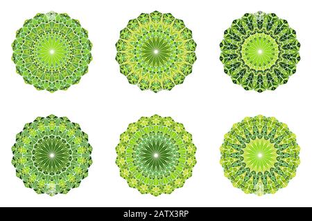 Ensemble mandala en mosaïque triangulaire orné - éléments vectoriels polygonaux circulaires abstraits Illustration de Vecteur