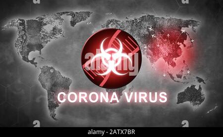 Vue microscopique des cellules du virus de l'influenza Banque D'Images