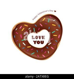 Beignets en forme de coeur avec saupoudrer pour les valentines illustration vectorielle de jour EPS10 Illustration de Vecteur