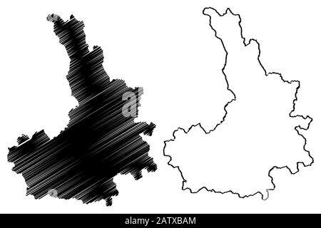 District de Pristina (République du Kosovo et Metohija, Districts du Kosovo, République de Serbie) map vector illustration, scribble sketch carte de Pristina Illustration de Vecteur