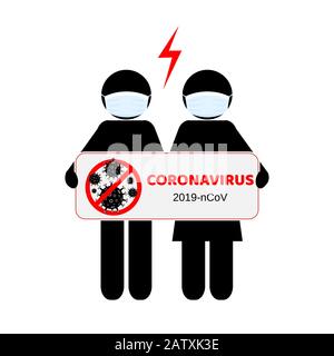 Dangereux coronavirus chinois. Wuhan Novel coronavirus 2019-nCoV. Personnes dans les respirateurs. Risque de pandémie de santé médicale. Illustration vectorielle Illustration de Vecteur
