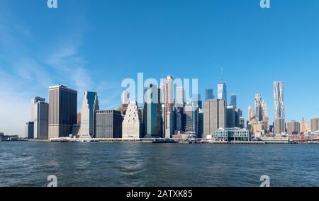 Les gratte-ciel époustouflants de Lower Manhattan Island, New York City, États-Unis d'Amérique 2019. Banque D'Images