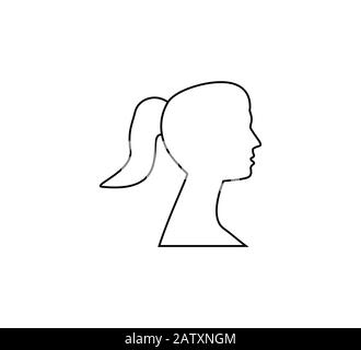 Silhouette de tête de femme. Illustration vectorielle. Plat. Ligne. Illustration de Vecteur