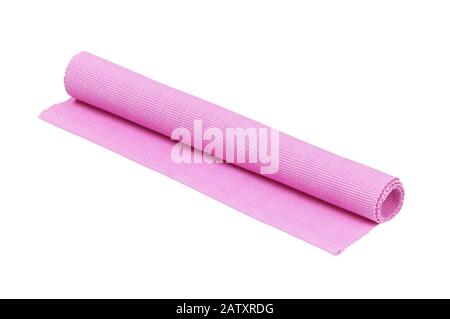 Placémiat de coton tissé rose isolé sur blanc Banque D'Images