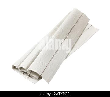 Tapis de table en coton blanc côtelé isolé sur blanc Banque D'Images