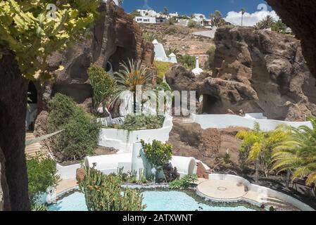 Musée Lagomar, Nazaret à Lanzarote: Maison d'Omar Sherif faite de tubes de lave Banque D'Images