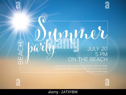 Brochure du modèle d'affiche d'invitation à la fête de plage Vector Summer Illustration de Vecteur