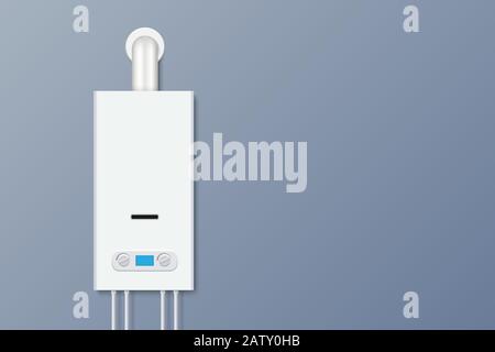 Chauffage de l'eau domestique. Chaudière à gaz maison isolée . Modèle pour votre conception Illustration de Vecteur