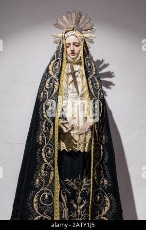 Virgen Dolorosa, Statue En Bois De Notre Dame Des Sorrows, Museo Diocésain D'Arte Sacro, Las Palmas, Gran Canaria, Îles Canaries Banque D'Images