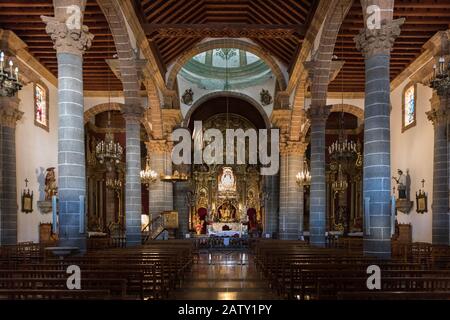 Basílica de Nuestra Señora del Pino, intérieur historique de l'église à Teror, Gran Canaria, îles Canaries Banque D'Images