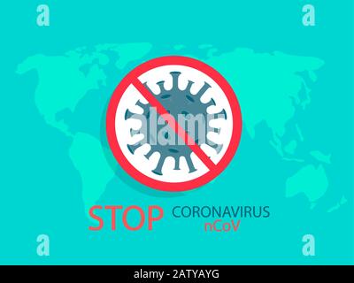 Coronavirus en stop sur la carte. Illustration de Vecteur
