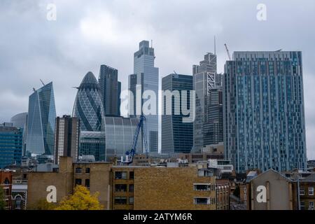 Horizon du quartier financier de Londres Banque D'Images