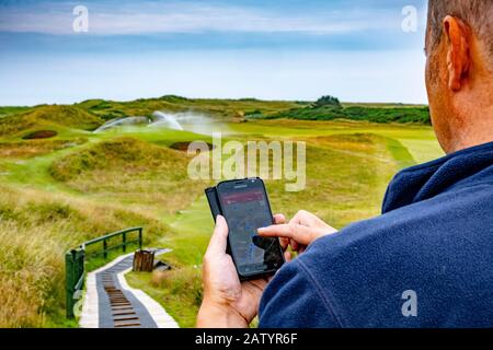 Système d'irrigation contrôlé numériquement utilisé terrain de golf Banque D'Images