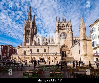 Plaza de Santa María con la catedral. Burgos. Castille León. España Banque D'Images