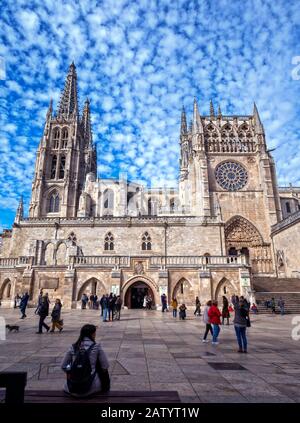 Plaza de Santa María con la catedral. Burgos. Castille León. España Banque D'Images