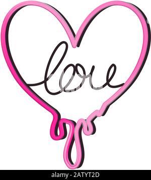 Vecteur d'un coeur d'amour avec l'amour écrit à l'intérieur Illustration de Vecteur