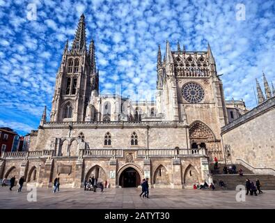 Plaza de Santa María con la catedral. Burgos. Castille León. España Banque D'Images