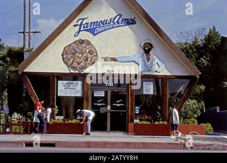 Célèbre boutique de cookies aux pépites de chocolat Amos sur Sunset Blvd. Dans le quartier de West Hollywood de Los Angeles vers les années 1970. Banque D'Images
