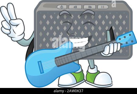 Un personnage de dessin animé d'un haut-parleur sans fil jouant une guitare Illustration de Vecteur