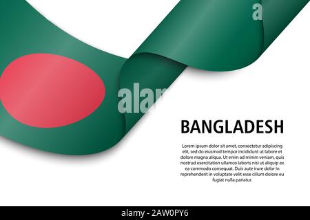 Forme un ruban ou une bannière avec un drapeau du Bangladesh. Modèle pour la conception de l'affiche de la fête de l'indépendance Illustration de Vecteur