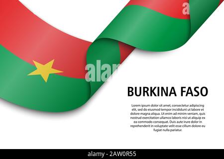 Forme un ruban ou une bannière avec un drapeau du Burkina Faso. Modèle pour la conception de l'affiche de la fête de l'indépendance Illustration de Vecteur