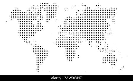 vecteur de carte du monde sur fond blanc. carte du monde à partir du point pour l'arrière-plan. carte du monde isolée. vecteur modifiable. Banque D'Images