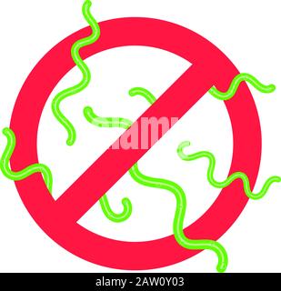 Stopper les virus et bactéries ou microbes prohobition mauvais signe. Gros virus ou pierres précieuses dans le cercle de la défense d'arrêt rouge télévision style design vector illustration iso Illustration de Vecteur
