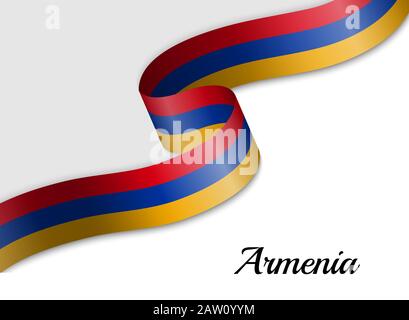 Drapeau de ruban enagitant de l'Arménie. Modèle pour la bannière de jour d'indépendance Illustration de Vecteur
