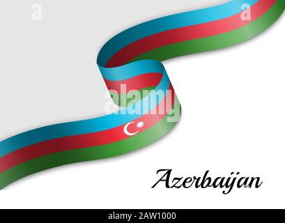 Drapeau de ruban agitant de l'Azerbaïdjan. Modèle pour la bannière de jour d'indépendance Illustration de Vecteur