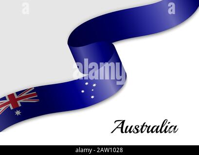 Drapeau de ruban agitant de l'Australie. Modèle pour la bannière de jour d'indépendance Illustration de Vecteur