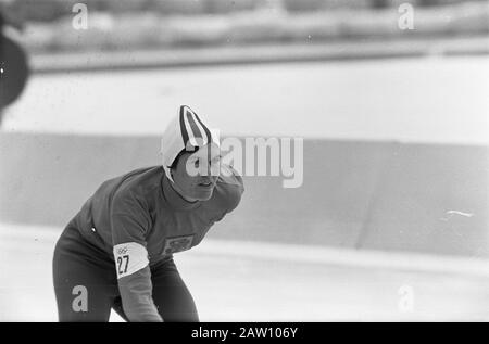 Jeux Olympiques D'Hiver À Grenoble. Stien Kaiser en action à 3000 mètres. Date: 12 Février 1968 Lieu: Grenoble Mots Clés: Patinage, Sport Personne Nom: Kaiser Stien Institution Nom: Jeux Olympiques D'Hiver Banque D'Images