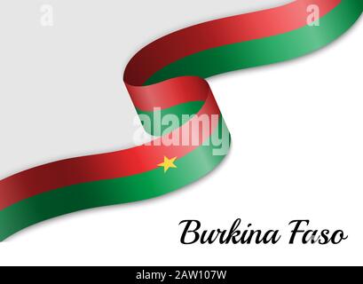 Drapeau de ruban agitant du Burkina Faso. Modèle pour la bannière de jour d'indépendance Illustration de Vecteur