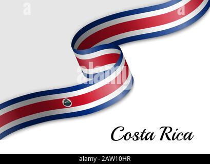 Drapeau de ruban de spéléologie du Costa Rica. Modèle pour la bannière de jour d'indépendance Illustration de Vecteur