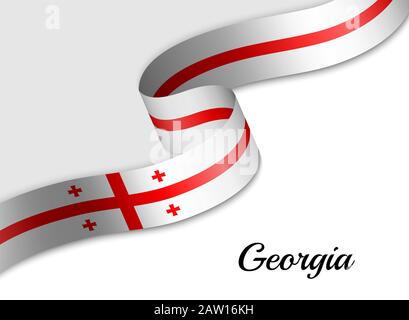 Drapeau de ruban agitant de Géorgie. Modèle pour la bannière de jour d'indépendance Illustration de Vecteur