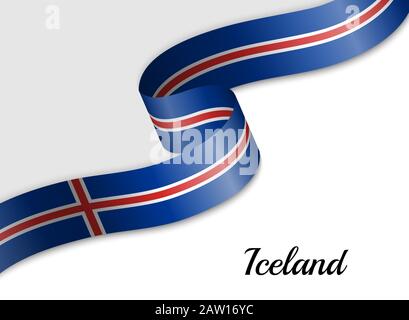 Drapeau de ruban agitant de l'Islande. Modèle pour la bannière de jour d'indépendance Illustration de Vecteur