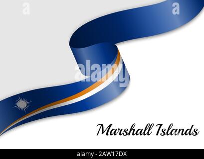 Drapeau de ruban agitant des îles Marshall. Modèle pour la bannière de jour d'indépendance Illustration de Vecteur