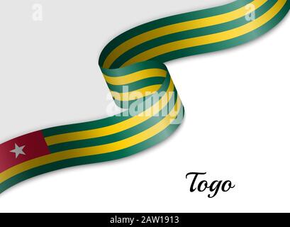 Drapeau de ruban agitant du Togo. Modèle pour la bannière de jour d'indépendance Illustration de Vecteur