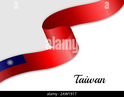 Waving ruban drapeau de Taiwan. Modèle pour la bannière de jour d'indépendance Illustration de Vecteur