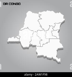 Carte RD Congo avec frontières de régions. Illustration vectorielle Illustration de Vecteur