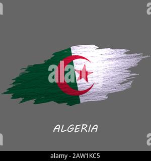 Drapeau de style Grunge d'Algérie. Fond de contour de pinceau Illustration de Vecteur