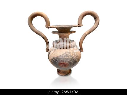 Elaborer Minoan amphora de pierre véinée avec double bouche et poignées en forme de s, Zakros Central Sanctuary 1500-1400 BC; Héraklion Archaeological Mu Banque D'Images