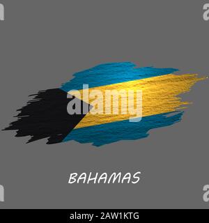 Drapeau de style Grunge des Bahamas. Fond de contour de pinceau Illustration de Vecteur