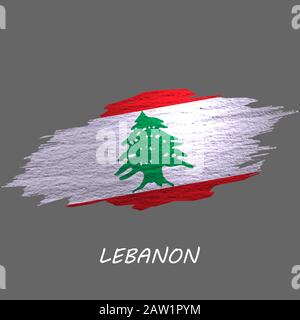 Drapeau de style Grunge du Liban. Fond de contour de pinceau Illustration de Vecteur