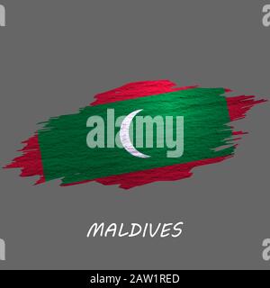 Drapeau de style Grunge des Maldives. Fond de contour de pinceau Illustration de Vecteur