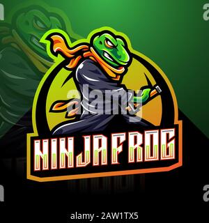 Logo de mascotte Ninja Frog esport Illustration de Vecteur