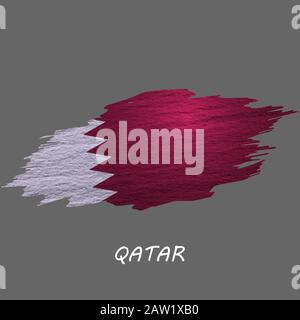 Drapeau de style Grunge du Qatar. Fond de contour de pinceau Illustration de Vecteur