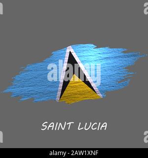 Drapeau de style Grunge de Sainte-Lucie. Fond de contour de pinceau Illustration de Vecteur