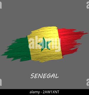 Drapeau de style Grunge du Sénégal. Fond de contour de pinceau Illustration de Vecteur