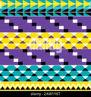 Motif vectoriel sans couture tribal africain avec formes géométriques, motif vectoriel inspiré du style Kente nwentoma Illustration de Vecteur